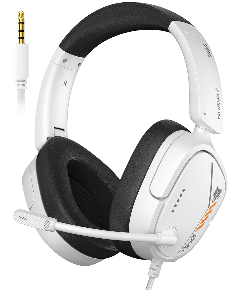 [AUSTRALIA] - NUBWO HG04L Gaming Headset for PS5/PS4, Xbox Series X|S/Xbox One, Switch – 250g Lightweight, Clear Unidirectional Mic, Soft Memory Earmuffs, 3.5mm Jack for Gaming & Work White 