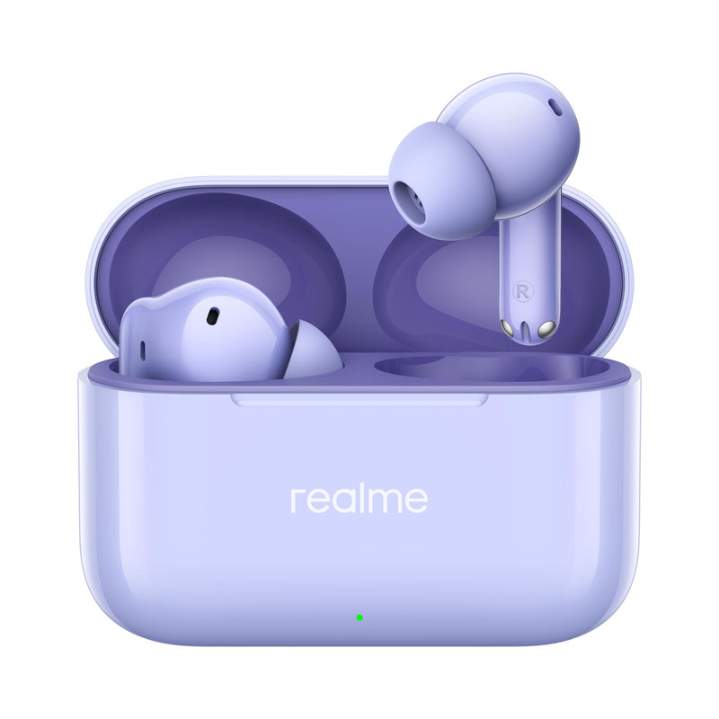 realme Buds T200 TWS Buds, Hi-Res Audio, LDAC, IP55 Water Resistant, 12.4mm Dynamic Bass Driver, 32dB ANC, 50h Playback - (Purple) Purple