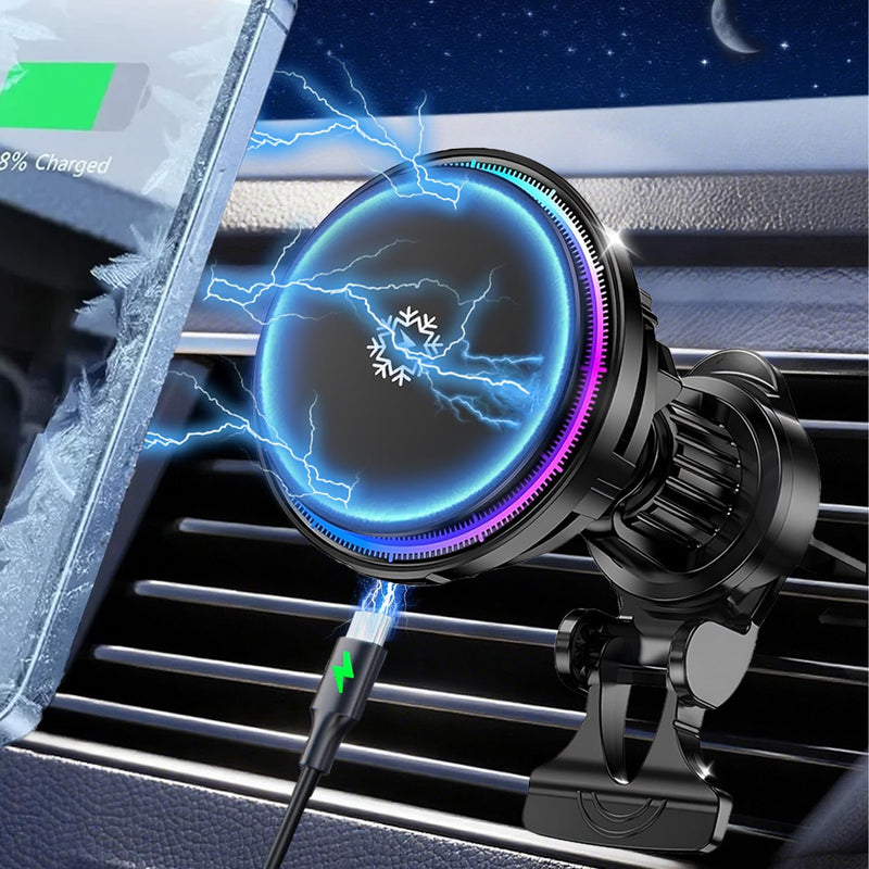 for MagSafe Car Mount Charger TEC Fan Cooling Magnetic Wireless Car Charger | 15W Fast Charging [3800gf Ultra Magnet] Magnetic Car Phone Holder for Your Car, 360° Vent Car Bracket for iPhone & Android Black 1