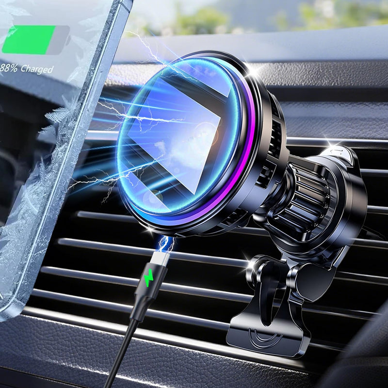 for MagSafe Car Mount Charger TEC Fan Cooling Magnetic Wireless Car Charger | Strong Magnet 15W Fast Charging Air Vent Car Phone Holder Bracket for Your Car for iPhone 17 16 15 14 13 12 Samsung & Android Black 1