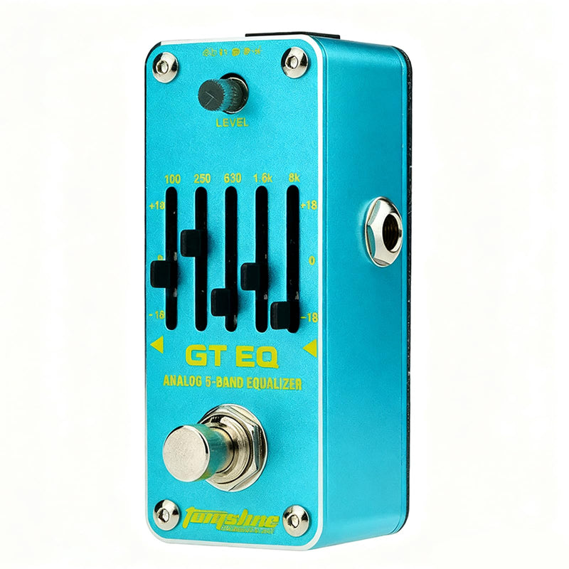 5 Band EQ Mini Guitar Pedal, Analog EQ Pedal, 5 Band GT Electric Guitar Equalizer (100Hz 250Hz 630Hz 1.6kHz 4kHz) Provides ±18dB for Each Band EQ Seeker for Guitar True Bypass Blue