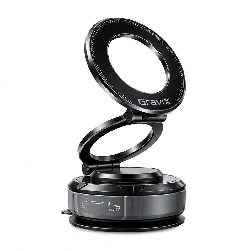 GraviX Magnetic Car Phone Holder for MagSafe, Powerful Magnet, Strong Suction, Anti-Vibration ARM, 360° Adjustable Dashboard & Windshield Car Mount
