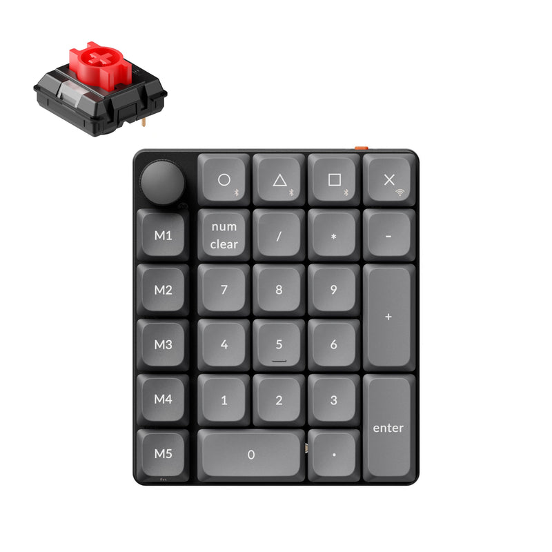 Keychron K0 Max Wireless Low-Profile Number Pad, QMK/VIA Programmable, Hot-Swappable Red Switch, RGB Backlit, 2.4GHz & Bluetooth 5.3, 1000Hz Polling Rate, with Knob, for Windows/Mac Black