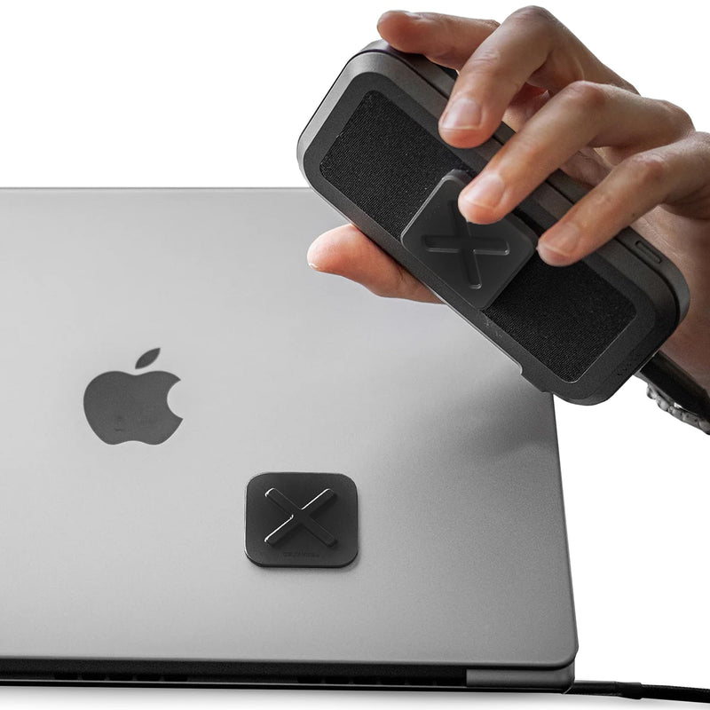 DELTAHUB HoldX Magnetic Mount - Universal Phone & External Device Holder for Laptops, Desks | Strong Magnetic Stand for SSDs & Mobile Device (Black) Black
