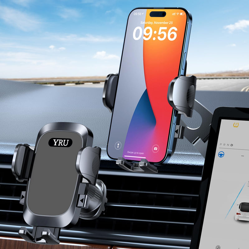 YRU [Military-Grade for Tesla Phone Mount & 360° Rotatable Suction] 2026 Upgraded Car Phone Holder Mount 【90+LBS Safest Strongest & Patent Certs】 for All Phones for Tesla Model 3 Y Cybertruck (Gray) Gray