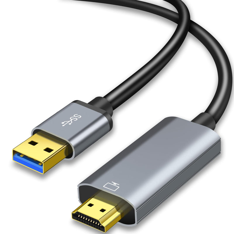 [AUSTRALIA] - USB to HDMI Cable, Built-in Drivers, 6FT USB 3.0 to HDMI Male Cable HD 1080P Monitor Converter Cord with Audio for Desktop, Laptop, Monitor, Projector, HDTV Compatible with Windows/MAC /Android OS 6Feet Grey 