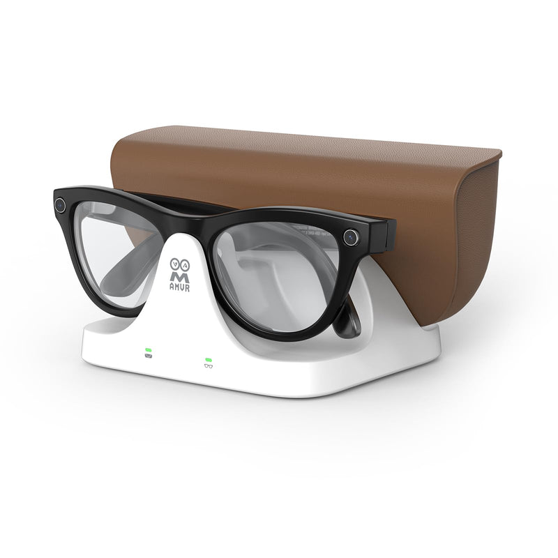 AMVR Magnetic 2-in-1 Charging Dock Compatible with Ray Ban Meta Wayfarer/Skyler/Headliner Smart Glasses Case Accessories, Charger with LED Indicator(Not Compatible with Oakley,Blayzer and Display)
