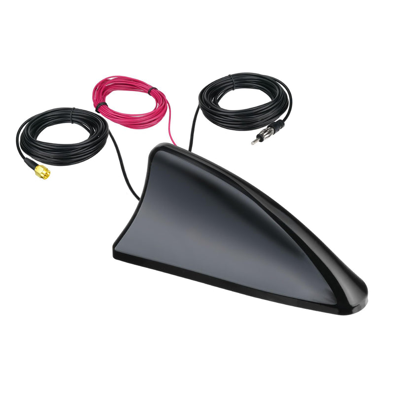 Bingfu Shark Fin Antenna for Car/Truck/RV - FM/AM Radio + GPS/BeiDou Dual-System, 28dB High Gain LNA, IP65 Waterproof, 9-16V Wide Voltage