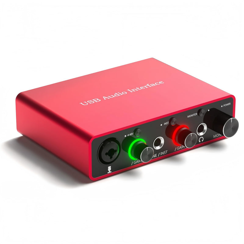 USB Audio Interface for PC, 48V Phantom Power Audio Interface for Computer Recording Music, Podcasting, and Streaming, 24-Bit/192kHz, XLR & 1/4” Combo Connectors, LINE/INST Input