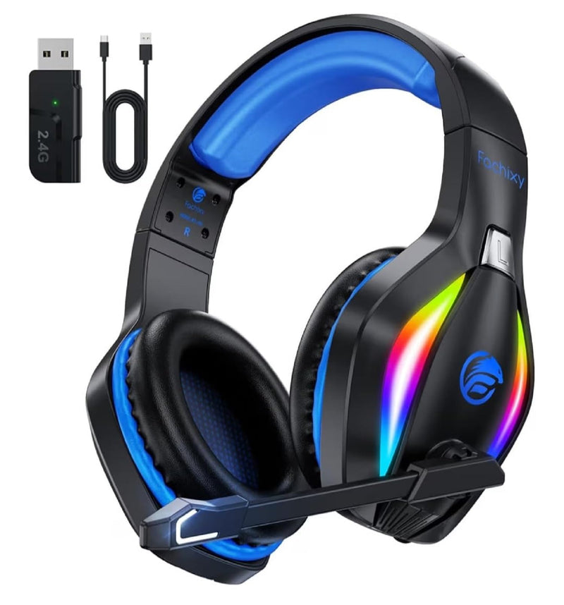 [AUSTRALIA] - Fachixy FC-100 Wireless Gaming Headset for PS5, PS4, Switch - Gaming Headphones with Lossless Audio & 50Hrs Battery Life - Gamer Headset with Microphone for Mac, Laptop, Mobile Blue 