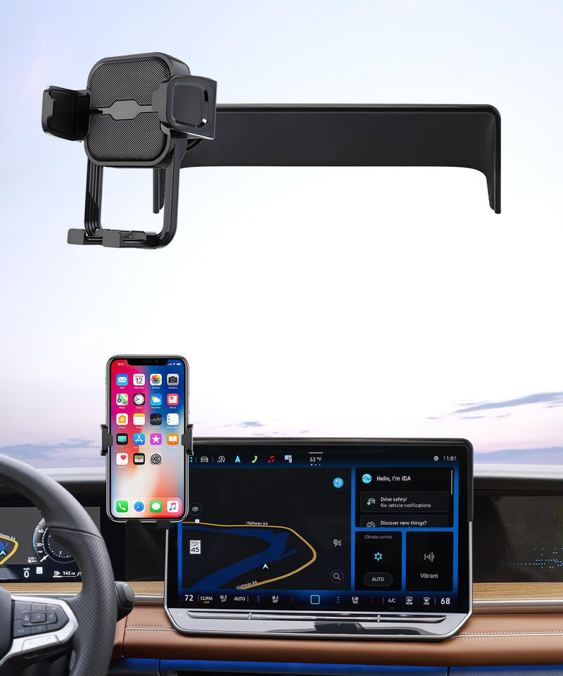 Auto Clamp Car Phone Holder for Volkswagen Tiguan 2025-2026, 12.9" Screen | Universal Mechanical Clip Cell Phone Mount Accessories Fit iPhone Android,Automobile Cradle GPS Dashboard Navigation Bracket 12.9-inch for 2025-2026 Tiguan