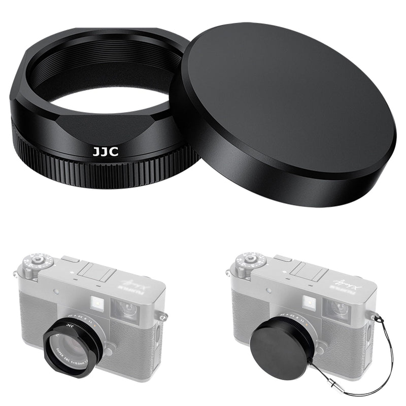 [AUSTRALIA] - Metal Square X Half Lens Hood Sun Shade with Lens Cap for Fuji Fujifilm X Half Xhalf Digital Camera, Protective Cover Shading Hood Protector, Block Stray Light Reduce Flare - Black Black for Fujifilm X Half 