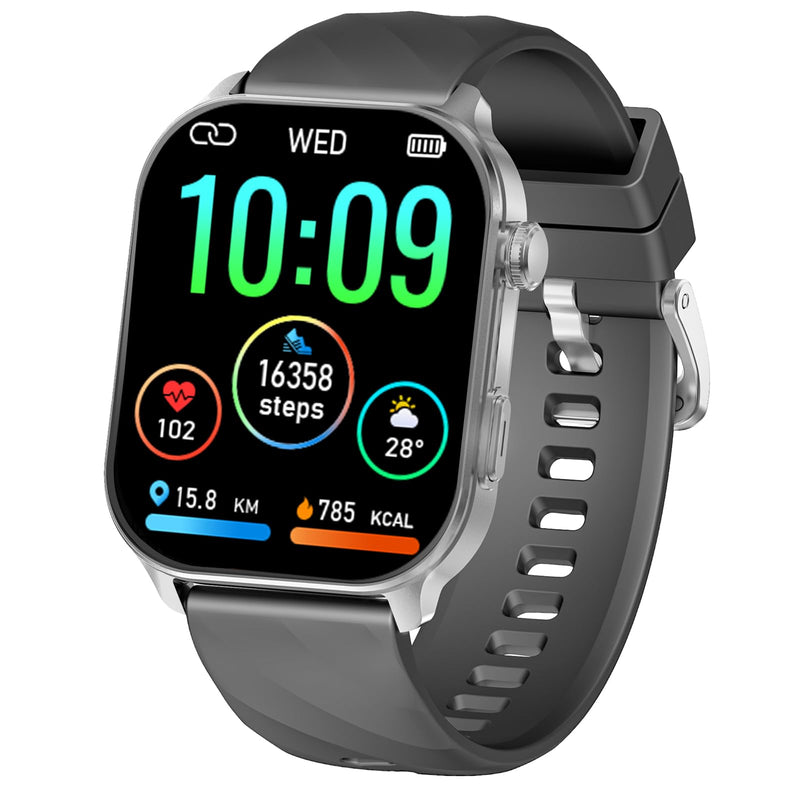 Smart Watch for Men Women Built-in GPS Fitness Tracker, 2.01" HD Touchscreen(Answer/Make Calls), 110+ Sport Modes with Heart Rate/Sleep Monitor/Compass, 1 ATM Waterproof, for Android iOS, light black