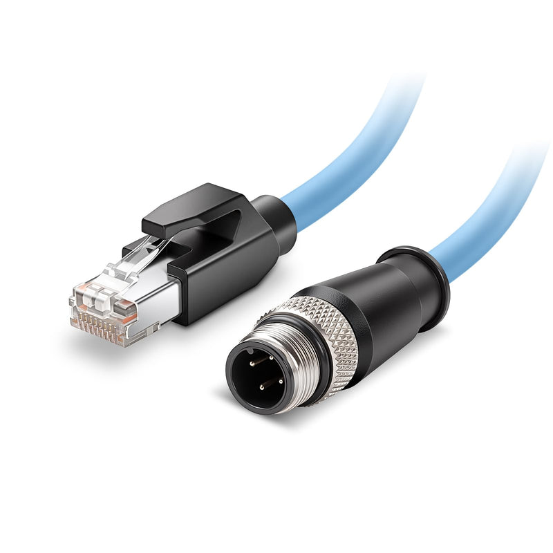 Industrial M12 4 Pin Male D Code to RJ45 High Flex Cat6 Shielded Waterproof Ethernet High-Speed Data Transfer Cable POE PROFINET/EtherNet 5M 4pin male D code-RJ45