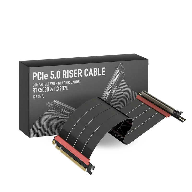 LINKUP PCIE 5.0 Riser Cable | for Vertical GPU Mount | Left Angle | Graphics Card GPU Ready | Usable with PCIe 4.0 & RX 9070/ RTX5090 | 15cm (Total Length: 19cm) Black 15cm - v4