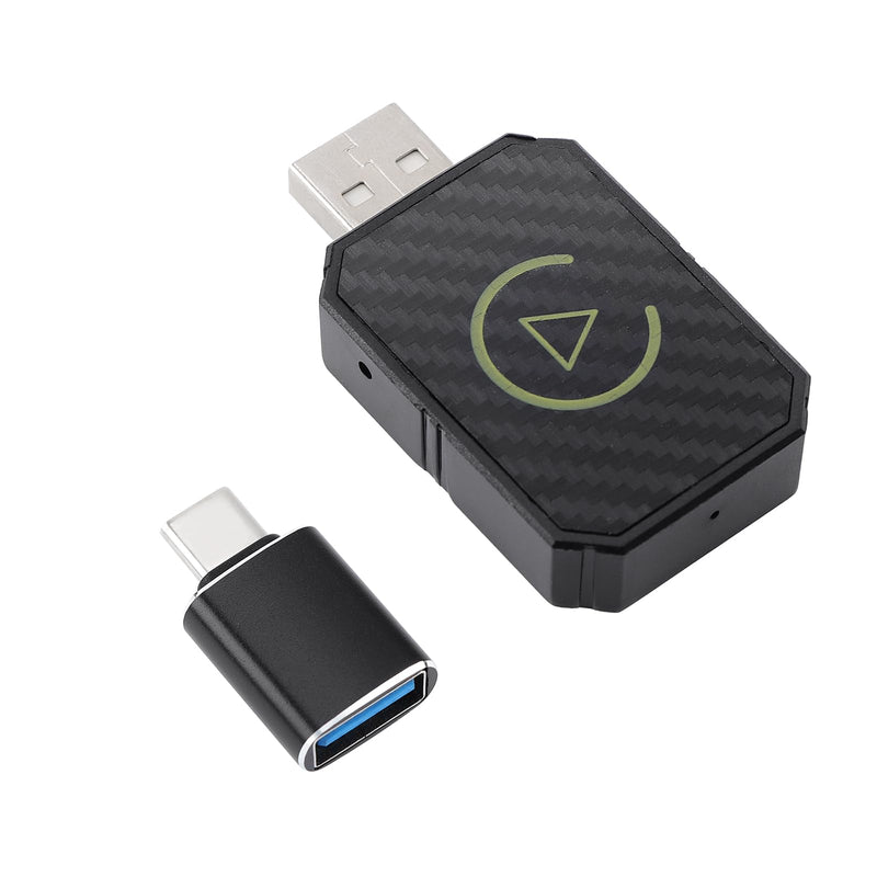 2in1 CarPlay Adapter for iPhone Android, USB Cable Low Delay iOS10+ | 2-in-1 for iPhone and Android, Ultra Low Delay, Built-in USB Cable, Auto Reconnect