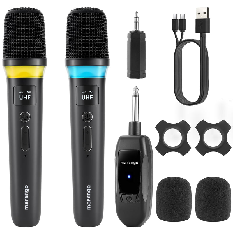 Wireless Microphones, Rechargeable Cordless Karaoke Microphone with One-to-One Chip Connection, LED Lights, 40H Duration, 200FT, Handheld Bluetooth Microphone Wireless for Singing,Speech,Church,Party