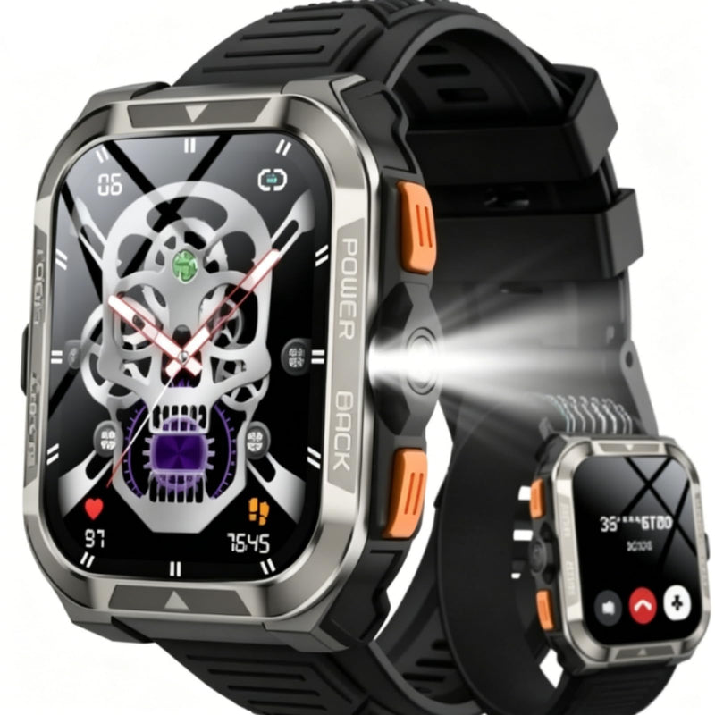 Military Smart Watches for Men (Answer/Make Calls),1.91"Fitness Smart Watch for Android and iPhone, GPS Fitness Trackers Watch with Flashlight/Heart Rate/Sleep/100+ Sport Modes/AI, Mens New Year Gift