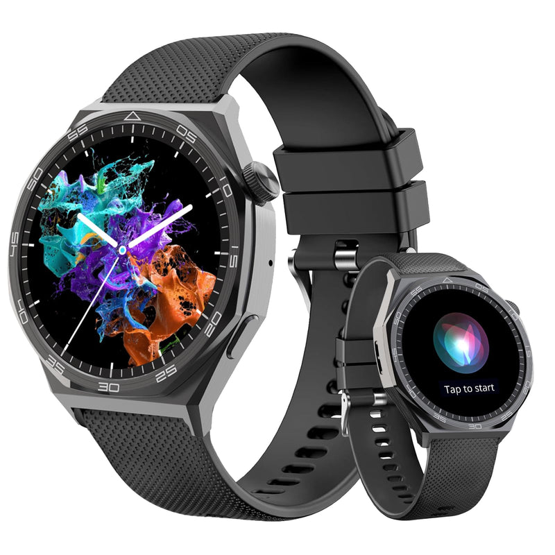 AOC Smartwatch Fitness Sports Watch 1.43 AMOLED HD Touchscreen, AI GPT, Bluetooth Call, Voice Assistant‌, Heart Rate & Sleep Tracking Monitoring, IP67 Waterproof for Men & Women Black