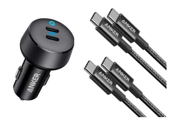 Anker USB C Car Charger with USB C Cable (3.3FT, 2Pack)