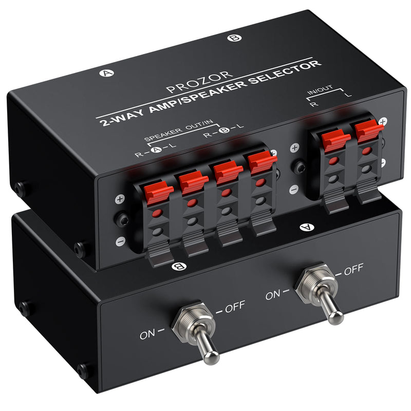 [AUSTRALIA] - PROZOR 2-Zone Speaker Switch Box, 2-Way Amp/Speaker Selector with Independent A/B Control, Passive Stereo Switcher for Amplifier and Receiver, 150W RMS per Channel, Support 4–16Ω Speakers Spring Clip 2 Zone 