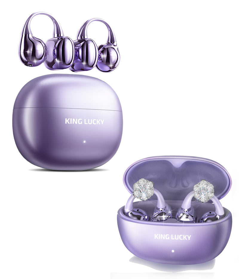 King Lucky Clip on EarbudsKing Lucky Clip-on Earbuds Jewelry Wireless Bluetooth 5.4 with Detachable Flower Earrings