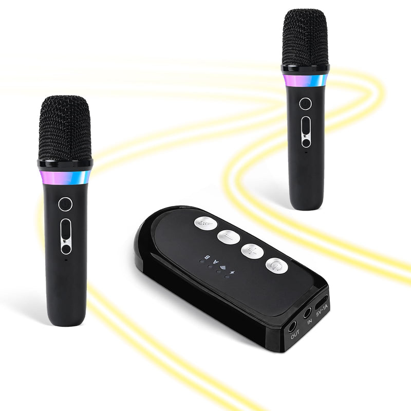 Car Karaoke Microphone,Dual Handheld Rechargeable Mic with 3.5mm Aux in and Out Receiver,Volume Control Karaoke Microphone for Singing, Speech, Home Party, YouTube/Tiktok(Black)