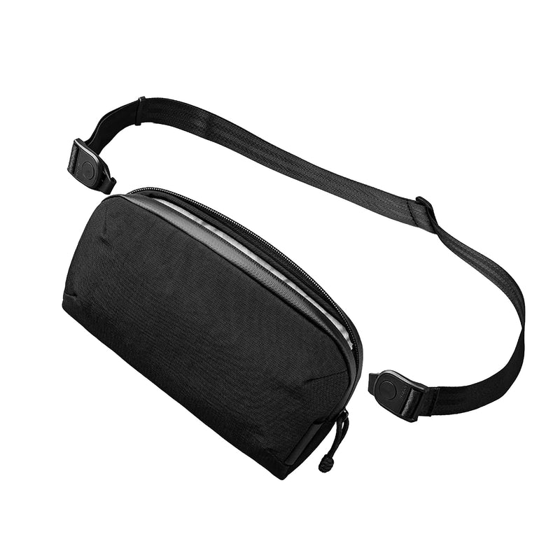 ALPAKA Flight Pouch Pro Small Crossbody Phone Bag Black 0.7L | RFID Blocking Card Slots, Passport Holder, Travel Phone Pouch, Detachable Shoulder Strap, Weatherproof Fabric Axoflux 400D Black-0.7l