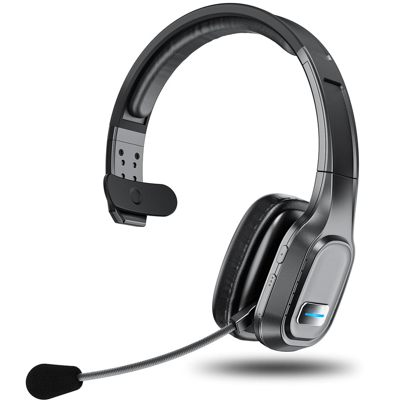[AUSTRALIA] - Bluetooth Headset, 60Hrs Working Time with Noise Canceling, Trucker Wireless Headset with Mic & Mute, Voice Control, Bluetooth Headphones Multipoint for Truck Driver, Office, CallCenter, Phone/PC Black 