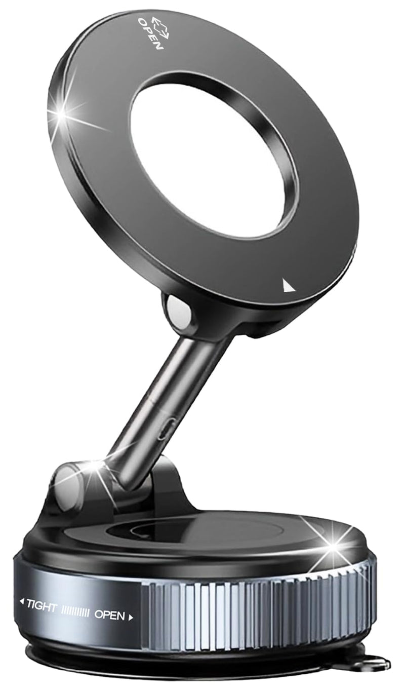 for MagSafe Car Mount, Vacuum Magnetic Car Phone Holder Stand for Your Car | [Reinforced 120LBS Ultra Suction Cup & 3000gf Magnet] 780° Cell Phone Mount Dashboard Car Holder Bracket for iPhone & Android Black 2
