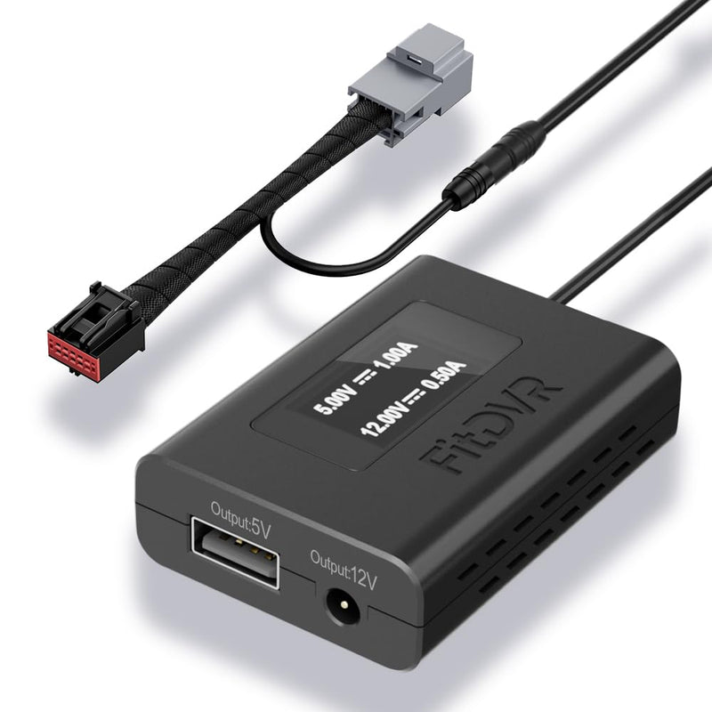Dash Camera Power Adapter (10-Pin) for Lincoln, Ford, LED Display USB Power Source, Easy to Install, 5V 12V Output (D3-056)