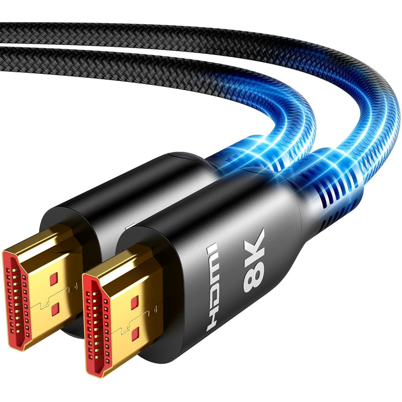 Highwings 8K Fiber Optic Long HDMI Cable 50FT, 48Gbps Ultra High Speed | HDMI 2.1 Cord Braided -8K@60Hz 4K@120Hz Dynamic HDR/eARC/HDCP 2.2&2.3/3D, Compatible for PS5/Monitor/Projector/DVD Player 50 feet