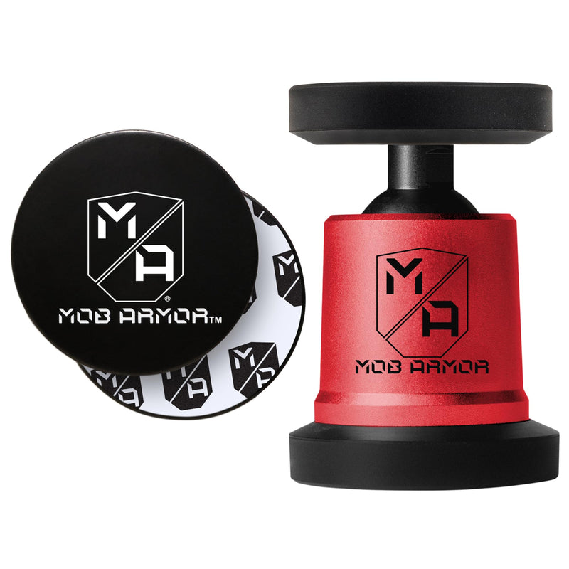 Mob Armor MobNetic Maxx Car Phone Holder with Dual Magnetic Mount Plates – 90lb Pull Strength, Full 360° Rotation, Adhesive Steel Discs, Universal Compatibility for iPhone & Android - Red