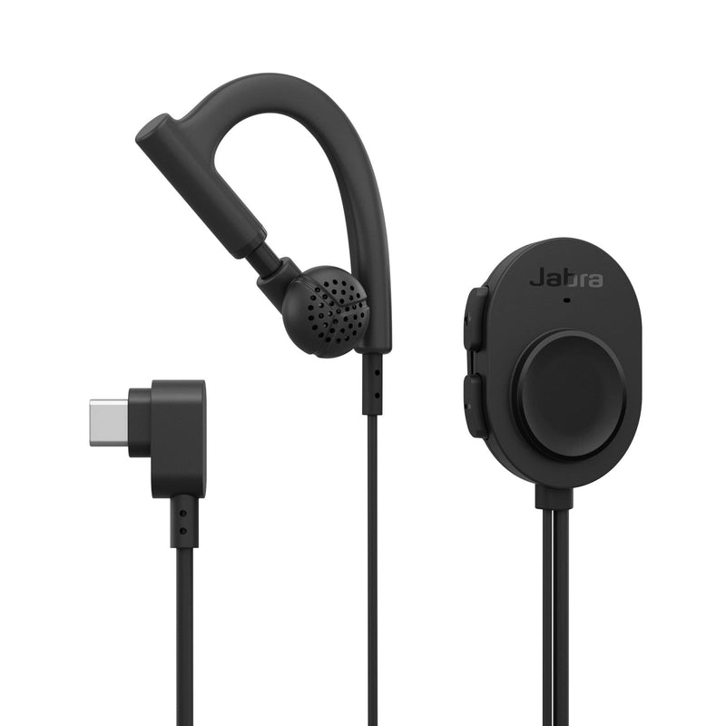 Jabra Perform 10 Wired PTT Earpiece with in-Line Clip-On Noise-Cancelling Microphone, Android Devices Only, Works with Walkie Talkie app in Microsoft Teams, Zello and Zebra, USB-C Connectivity, Black Corded