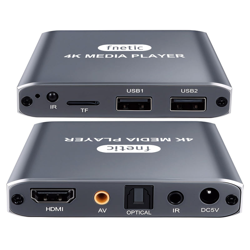 [AUSTRALIA] - 4K HD Digital Media Player, TV MP4 Video Player for USB Drive/Micro SD Card, Digital Signage, Auto Playback, H.265/HEVC, Optical/HDMI/AV Output, Grey 