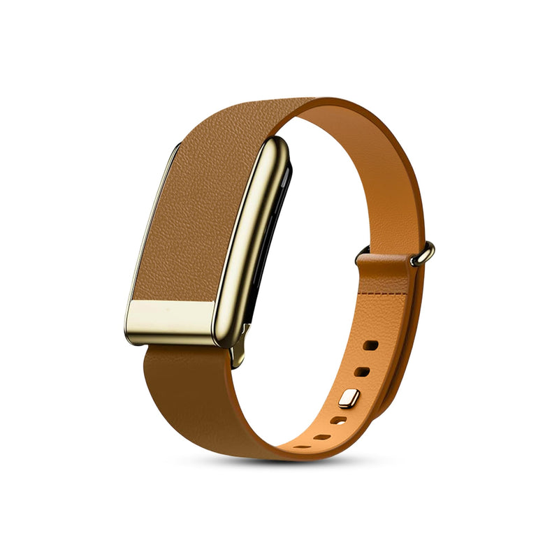 DADO Luxe Tapered Leather Replacement Band Compatible with WHOOP 5.0, One, Peak, and Life Fitness Tracker – Durable & Comfortable | Not for Whoop Gen 4 One/Peak Brown Gold - Slim