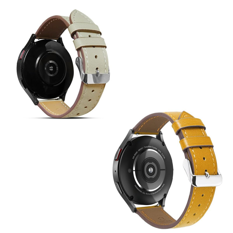 Genuine Leather Band Compatible with Samsung Galaxy Watch 46mm,Watch 3 45mm,Gear S3 Frontier Classic,Top Grain Genuine Leather 22mm 20mm Watch Band for Women Men(Pack of 2)