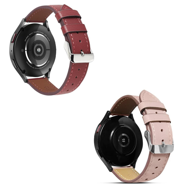 Genuine Leather Band Compatible with Samsung Galaxy Watch 46mm,Watch 3 45mm,Gear S3 Frontier Classic,Top Grain Genuine Leather 22mm 20mm Watch Band for Women Men(PACK OF 2)