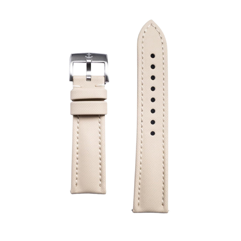Anchor Strap Co | Classic Sailcloth Watch Strap | Marine-Grade Outer + Caoutchouc Rubber Lining | Water-Resistant | Brushed 316L Stainless Steel Buckle | Fits 6.25–8.25in Wrists Marine Sand 20 mm