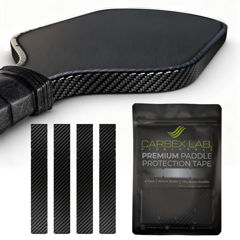 [AUSTRALIA] - Pickleball Edge Guard Tape – 4-Pack PU Vinyl Strips – Universal Fit 26mm for 14mm Paddles / 30mm for 16mm Paddles – Durable, Wrinkle-Free Edge Shield, Court-Safe Wrap Accessory Carbon Black 30mm (Fits 16mm Paddle) 