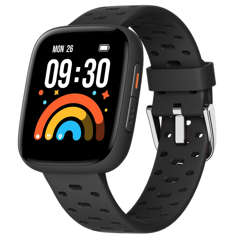 BIGGERFIVE Kids Watch No Phone Needed, 1.8" Amoled Smart Fitness Watch | Pedometer, Heart Rate, Sleep Tracker, 30m Waterproof, Step Counter, Games, 100+ Dials, Gifts for Boys Girls 5-16, Black