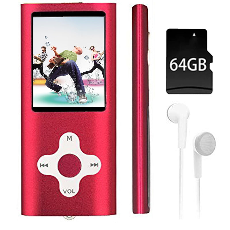 [AUSTRALIA] - 64GB MP3 Player,1.8 inch Screen Portable Music Player with Build-in Speaker/Photo/Video Play/FM Radio/Voice Recorder/E-Book Reader,Earphones/USB Included 