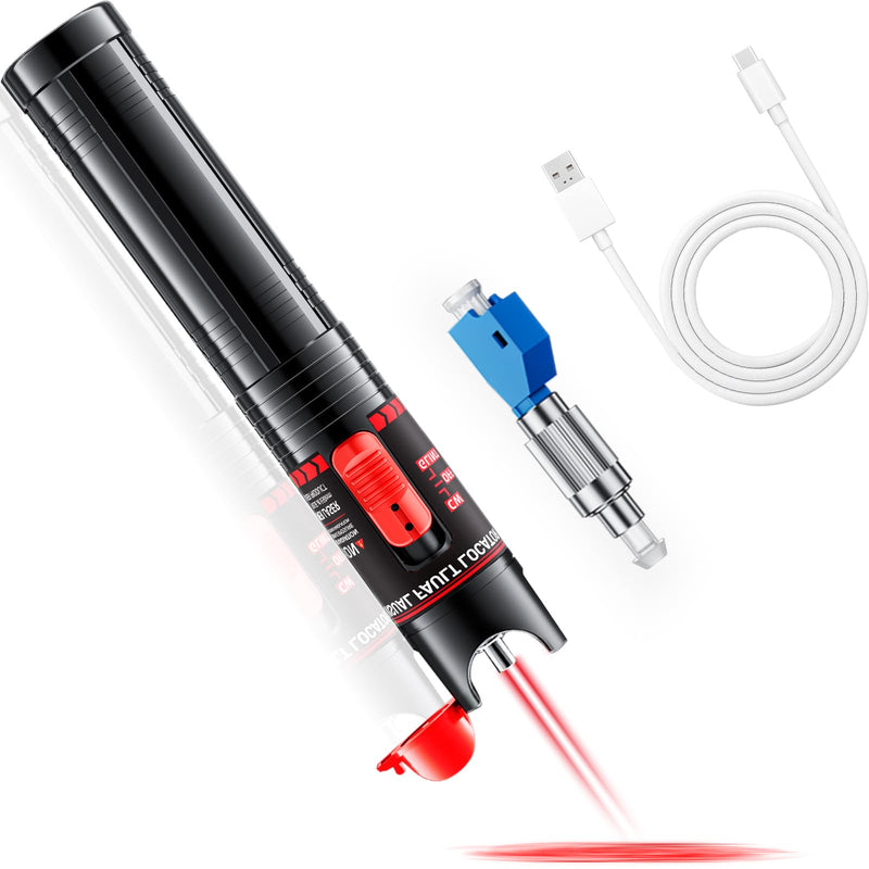 Visual Fault Locator 30KM - Rechargeable VFL Fiber Optic Tester Kit Include Single Mode 9/125um FC Male to LC Female Adapter, Fiber Optic Lights for Network Cable 30km-Rechargeable