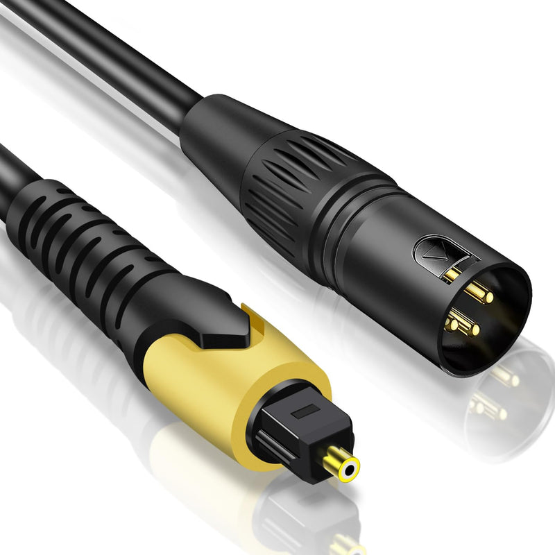 192KHz DAC Optical to XLR Converter,Optical Audio Cable to Unbalanced Male XLR Audio Cord Adapter,Digital to Analog Audio Converter for HDTV,DVD,Set-top Boxes(O-ptical to XL R Only) Cable -3.3FT 3.3FT 1