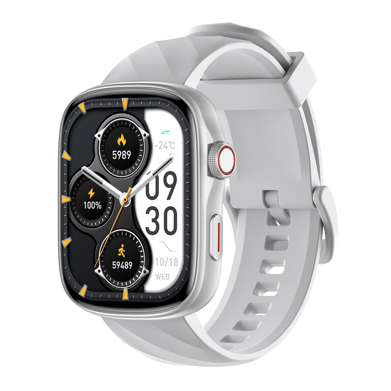 Smart Watch 45-Day Battery, Ultra HD 1.95" AMOLED – 3ATM Waterproof, Bluetooth Calling, 130+ Sports Modes, Heart Rate Blood Pressure Sleep Tracker for iPhone Android (Silver)