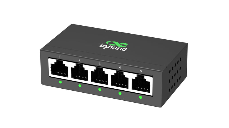 InHand ES220-5T 5-Port Unmanaged Gigabit Switch | Plug and Play Network Extender, Fanless Metal Casing, For Business, Office & Home Network 5-Port Gigabit Ethernet Switch