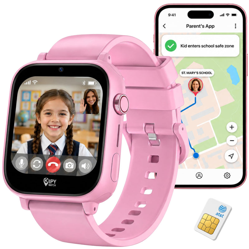Kipywatch Smartwatch for Kids - Watch with GPS Tracker, Video & Voice Call | 4G Kids Phone Watch, Parental App, Low Subscription - Safety Alert, School Mode - Interchangeable Strap - Back to School Gift