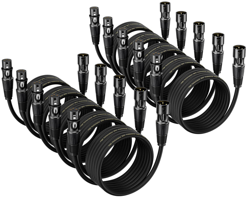 XLR Cables 3 Ft 10 Packs - Male to Female Microphone Cable with 3-Pin Balanced Shielded XLR Speaker Cables Mic Cable 3 Feet-10 Pack Black