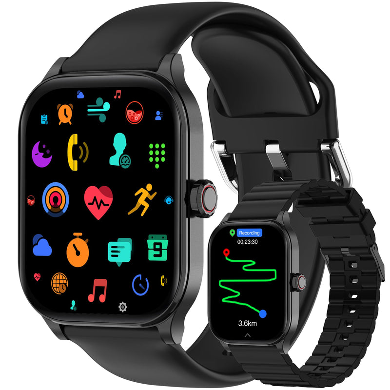 Smart Watch for Men Women Built-in GPS with AI (Answer/Make Call), 1.96" HD Display, IP68 Waterproof, Bluetooth Calls, 100+ Sport Modes, 24/7 Health Monitor, Fitness Tracker for Android iPhone Black 1.96"