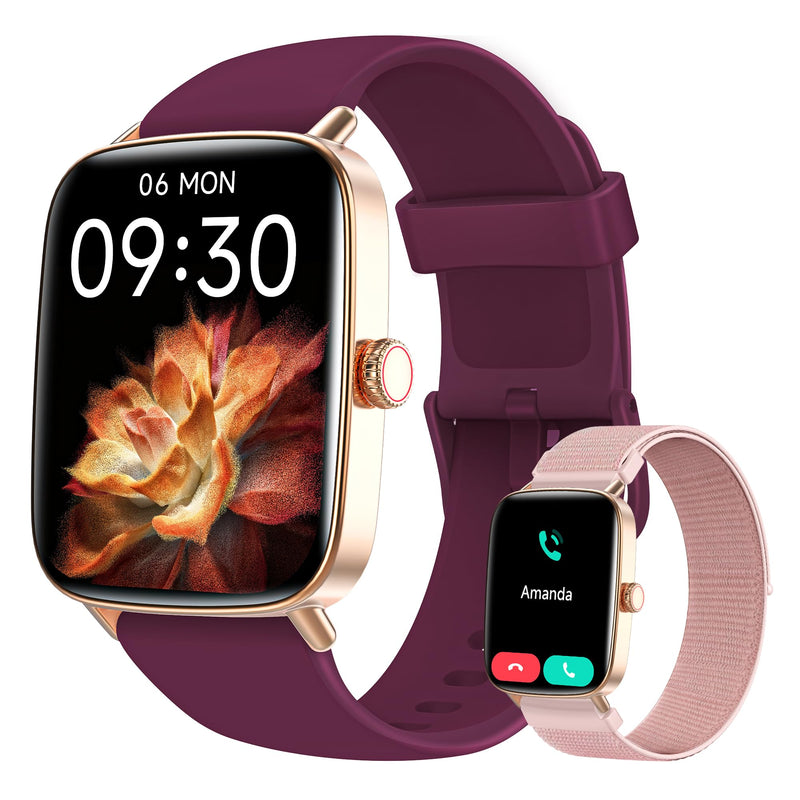 Smart Watch for Women Men, 2025 New Smartwatch (Answer/Make Call) for iPhone/Android, 1.85" HD 60+FPS Screen Fitness Tracker with 110+ Sport Modes, Sleep/Health Monitor, IP68 Waterproof, with 2 Bands